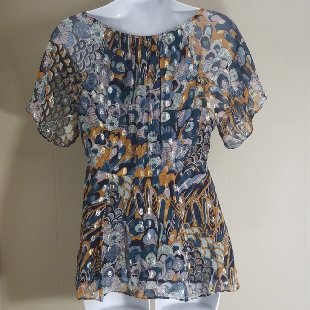 Anthropologie HD in Paris Peacock Prisma Top - Picture 6 of 8